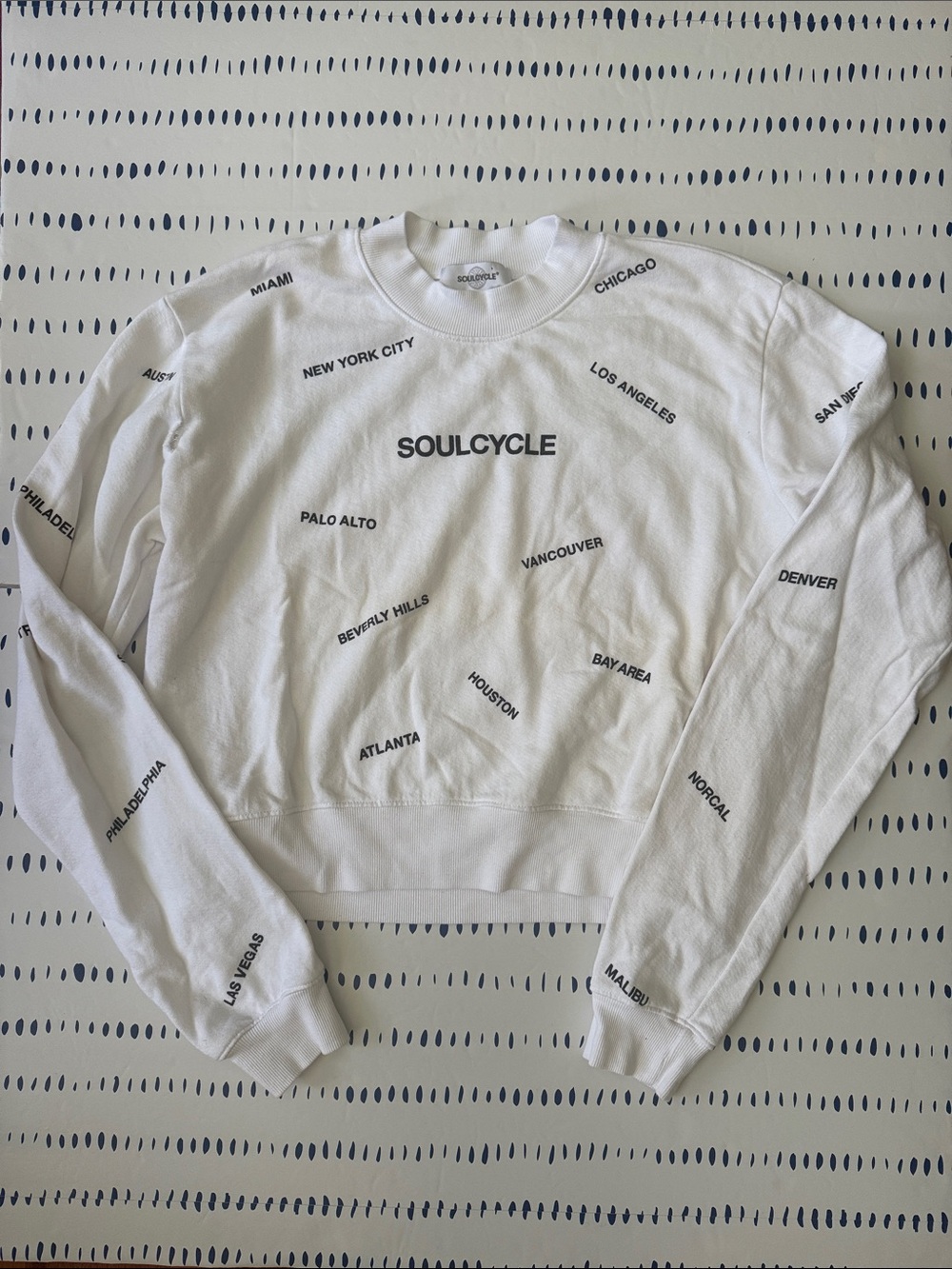 Soulcycle x Laura Crop Regions White Crewneck Sweatshirt